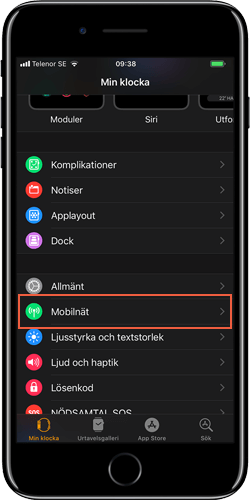 Klicka på Mobilnät