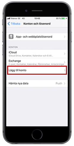 Välj "Lägg till konto"