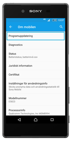 Välj "Programuppdatering"