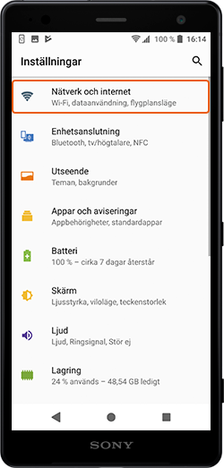 Välj Nätverk och internet
