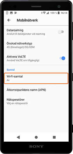 Gå in under Inställningar för Wi-Fi, under Avancerat och klicka på WiFi-samtal