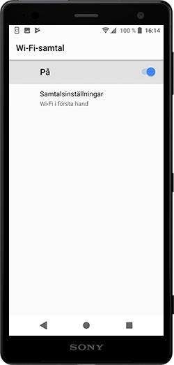 Slå på WiFi-samtal genom att dra reglaget till höger