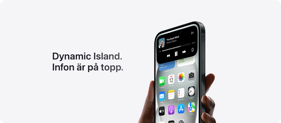 iPhone 15 plus med Dynamic Island.