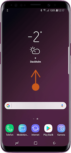 Swipea upp för att öppna mobilen