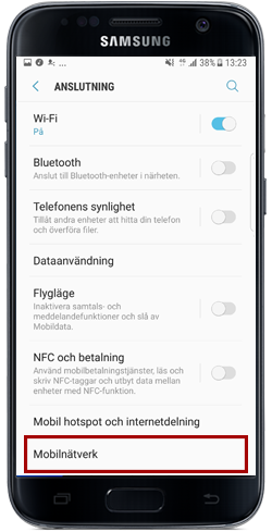 Välj "Mobilnätverk"