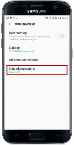 Välj "Nätverksoperatörer"