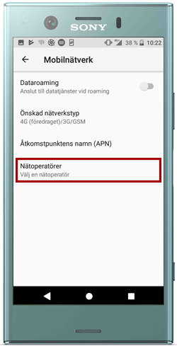 Välj "Nätoperatörer"